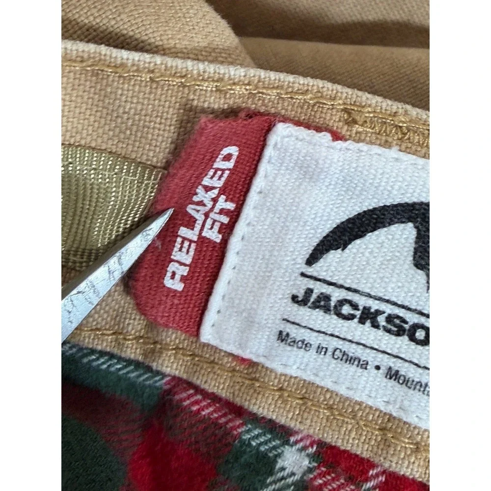 Mountain Khakis Relaxed Fit Pants Mens 38x36 Tan Plaid Lined Outdoorsy Workwear